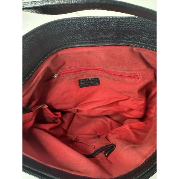 Dooney & Bourke Vintage Black Pebbled Leather Shoulder Bag Handbag with Tassel - Picture 3 of 4